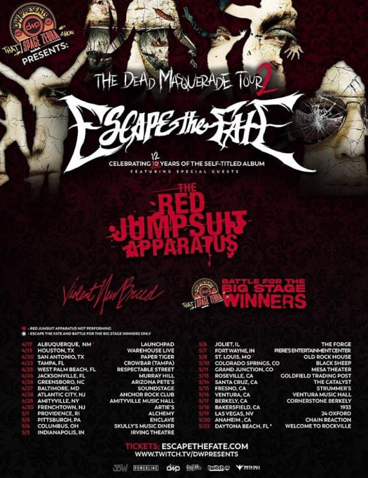 Escape The Fate, The Red Jumpsuit Apparatus & Violent New Breed at Strummers